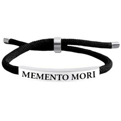 Memento Mori Bracelet Braided Cotton Bracelet Memento Mori Engraved Metal and