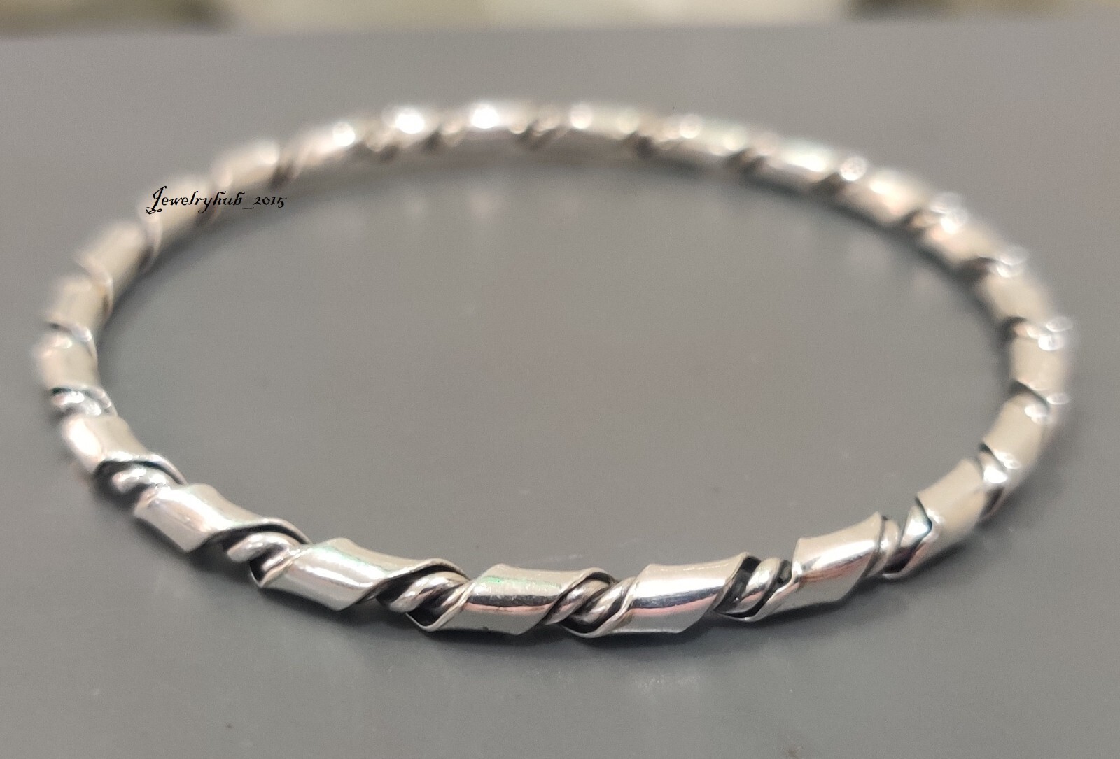 Silver Designer Bangle 925 Sterling Silver Handmade Jewelry Gift for her MO5238 gallery