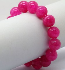 6/8/10/12mm Rose Red Jade Gemstone Round Bracelet Bangle 7.5” AAA