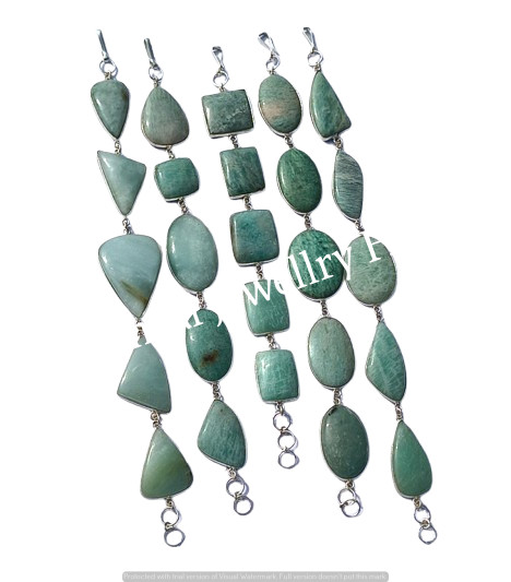 Lot! Amazonite Gemstone Bracelets 925 Sterling Silver Plated Handmade Jewellery gallery