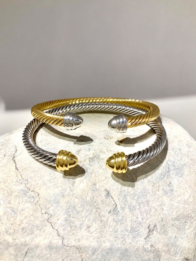 5mm plain cable bracelet gunmetal plated black metal Stunning Trendy gold plated