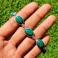 Buy Malachite Gemstone Bracelet 925 Sterling Silver Plated Jewelry 8″