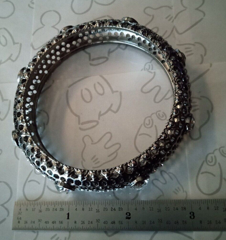 Iman Silver Tone Gun Metal Crystal Rhinestone 2 Bangle Bracelets Signed Vintage gallery