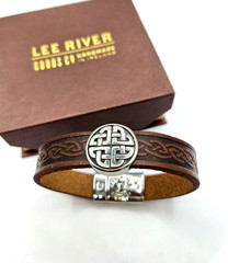 Lee River Celtic Knot Brown Leather Cuff Bracelet