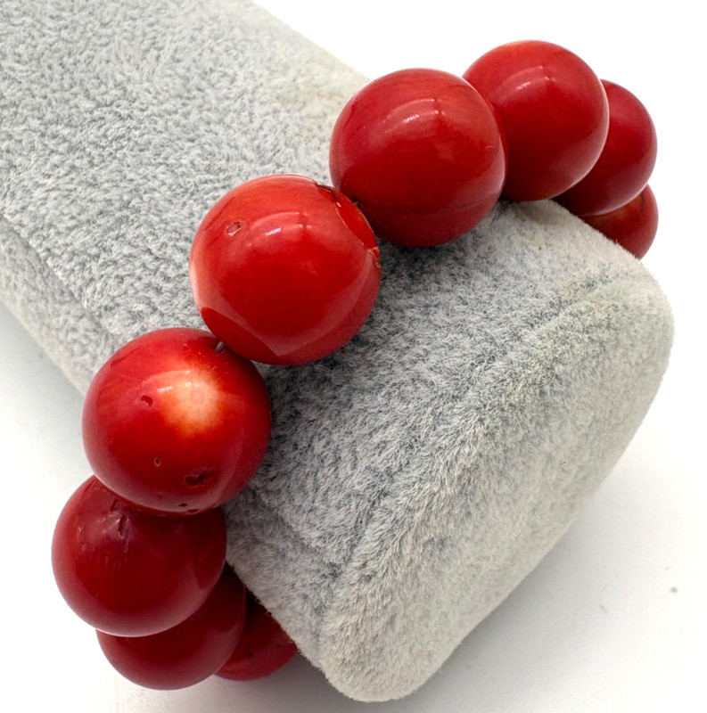 Chunky Red Beaded Statement Bracelet Art Pottery Toggle Clasp 8.5" gallery