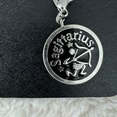 SAGITTARIUS Zodiac Charm Zipper Pull Keychain Add On Clip Antique Silver Tone