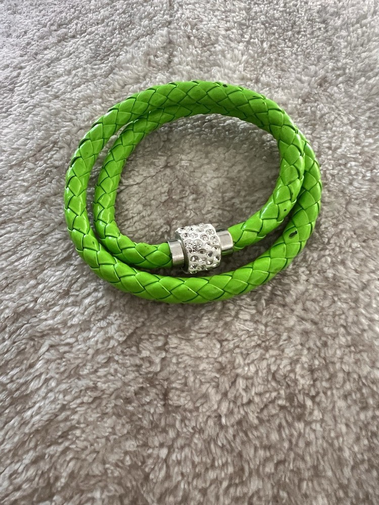 Green Double Wrap Leather Type Material Magnetic Closure One Size Fits Most