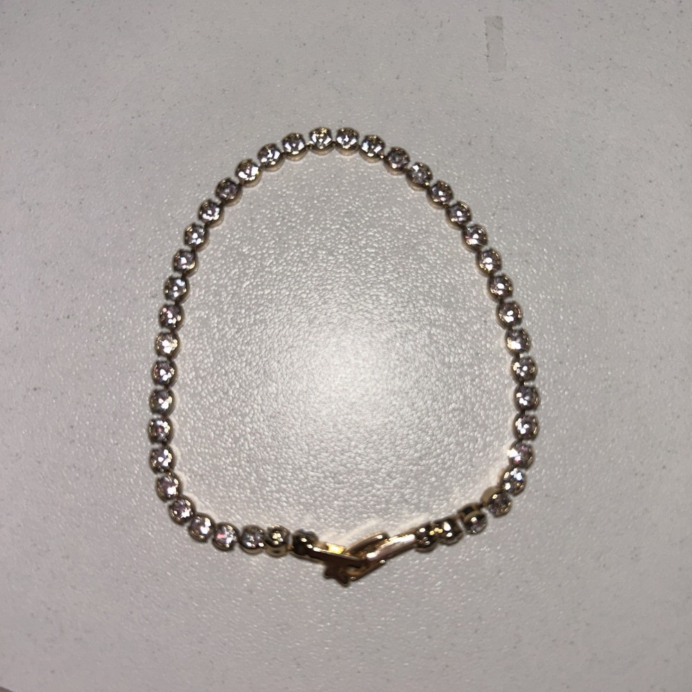 Gold Plated Alloy Tennis Bracelet Crystal Cubic Zirconia 7”