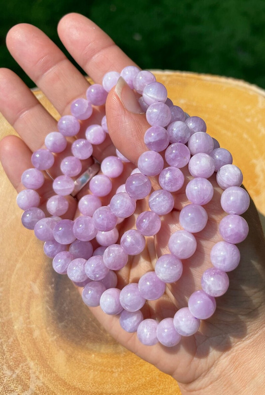Wholesale 5 Pcs Natural Kunzite 8mm 6.7" Crystal Healing Stretch Bracelet gallery