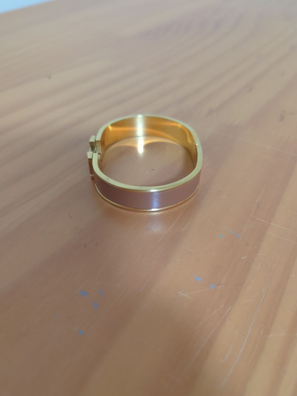 Hermes Clic Clac Bangle Bracelet Used Great Condition. Gold And Brown. No Box gallery