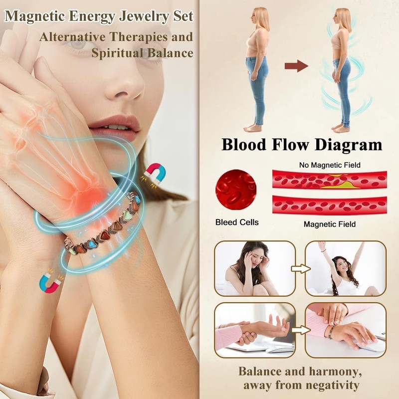 3500 Gauss Magnetic Copper Bracelet Colorful Heart for Women Pain Relief gallery