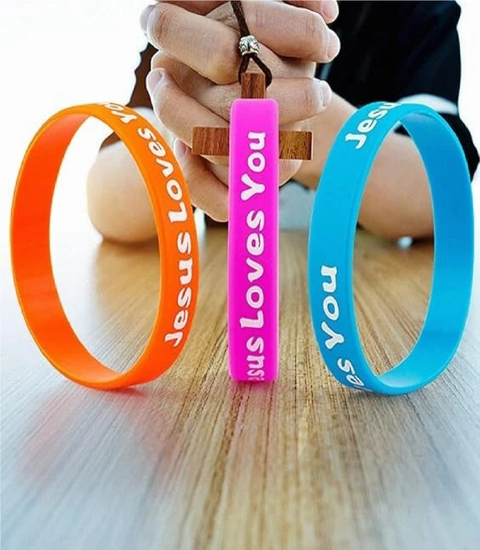 Jesus Loves You Rubber Bracelets Colorful Silicone Christian Jesus Wristbands gallery