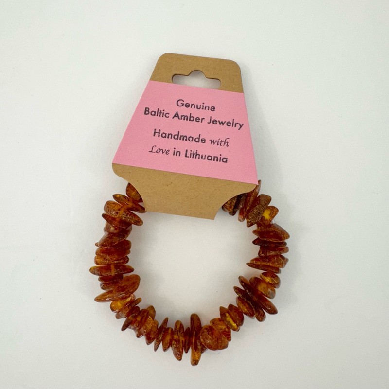 Baltic Amber Bracelet Stretchy Elastic Golden Brown Polished (B402) gallery