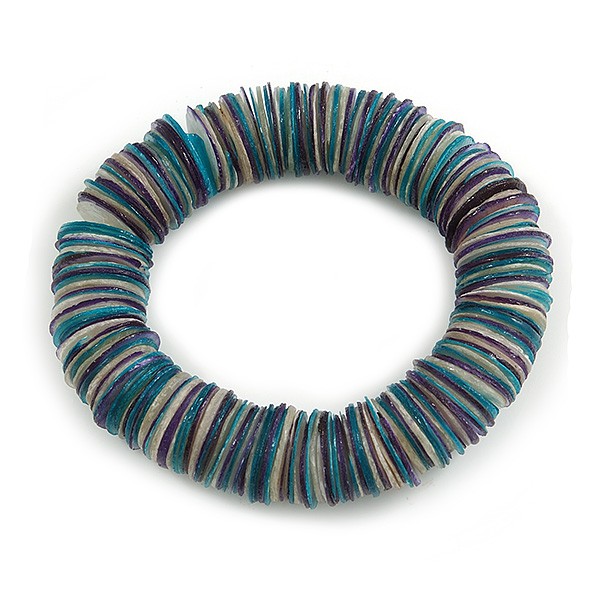 Summery Shell Flex Bracelet in Purple/ White/ Teal/ 16cm L/ Small gallery