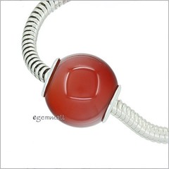 Sterling Silver Carnelian Agate Barrel Charm Bead Fit European Bracelet #94102