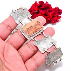 Wave Dolomite – Mexico 925 Sterling Textured Silver Bracelet 8.99″ B8439