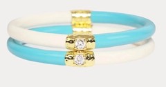 BuDhaGirl Turquoise / Ivory Yin & Yang All Weather Bangles AWB Size M NWT