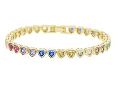 Gold Plated & Enamel Heart Tennis Bracelet 19cm, Boutique