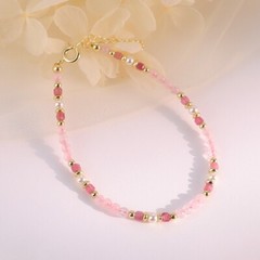 Rose Quartz Pink Tourmaline Beaded Bracelet Healing Self-love Crystal Bracelet