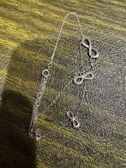 925 Sterling Silver Infinity Bracelet Clear CZ Pave Adjustable Station Chain