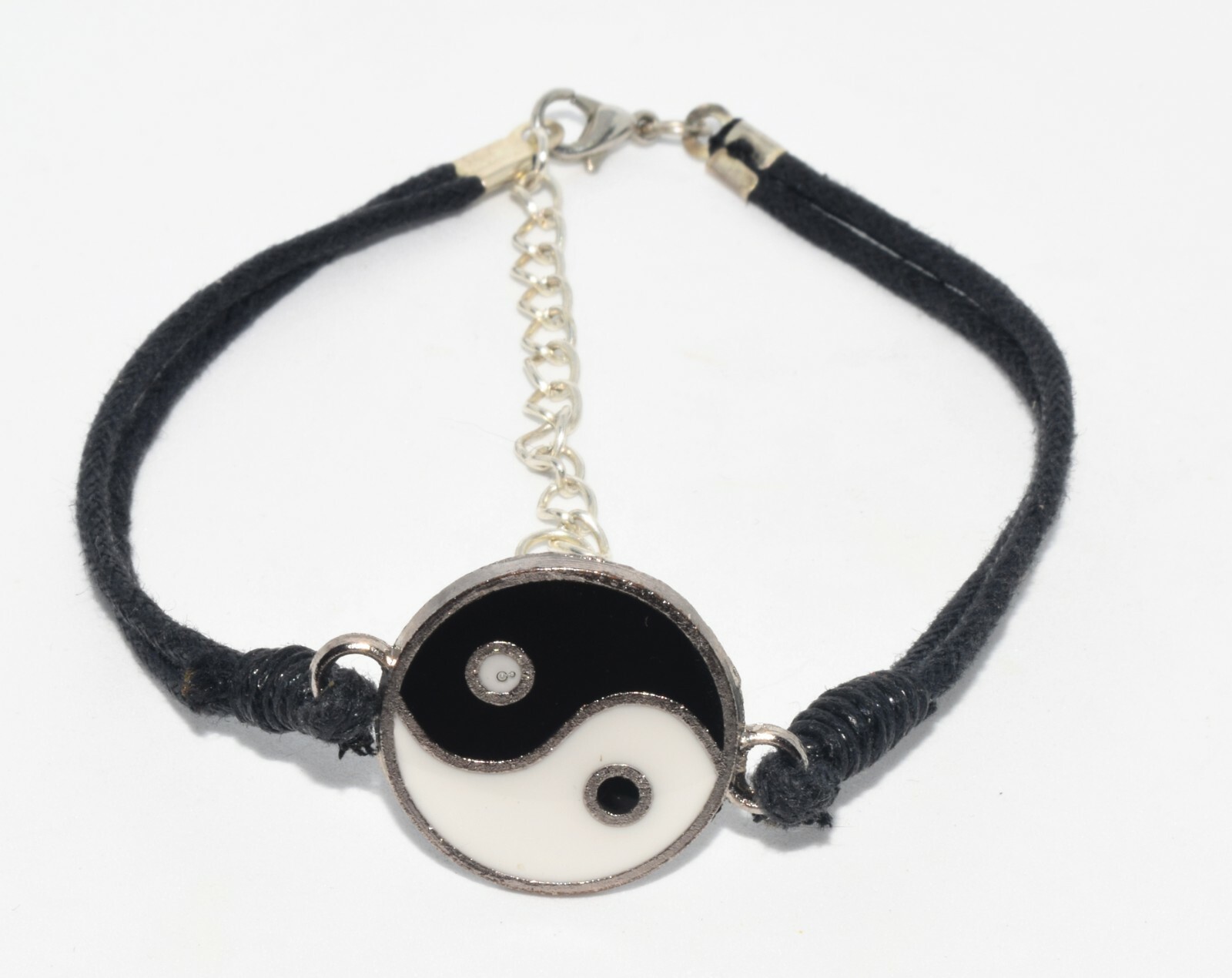 Yin & Yang bracelet metal charm on 2mm waxed cotton cord and lobster style clasp gallery