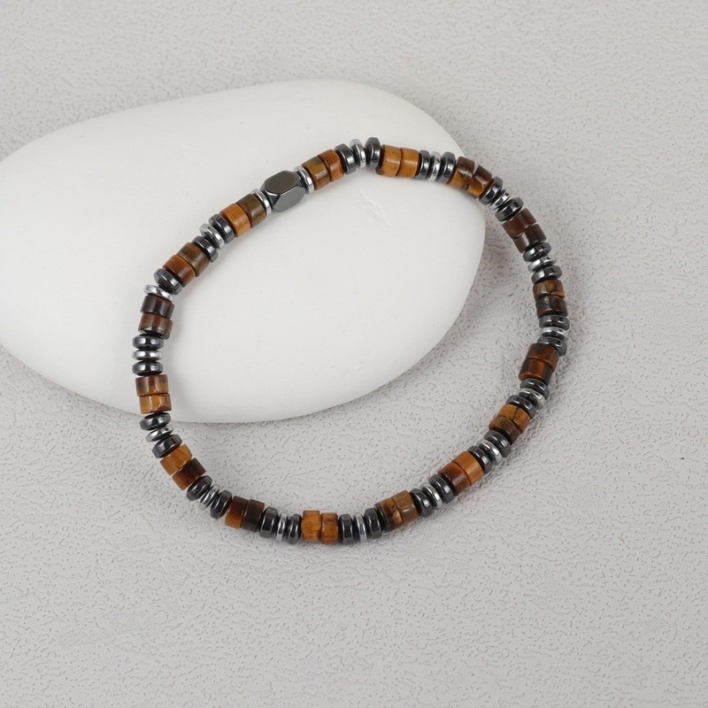 Men's Tiger Eye Hematite Bracelet Healing Energy Jewelry Strength Grounding Gift gallery