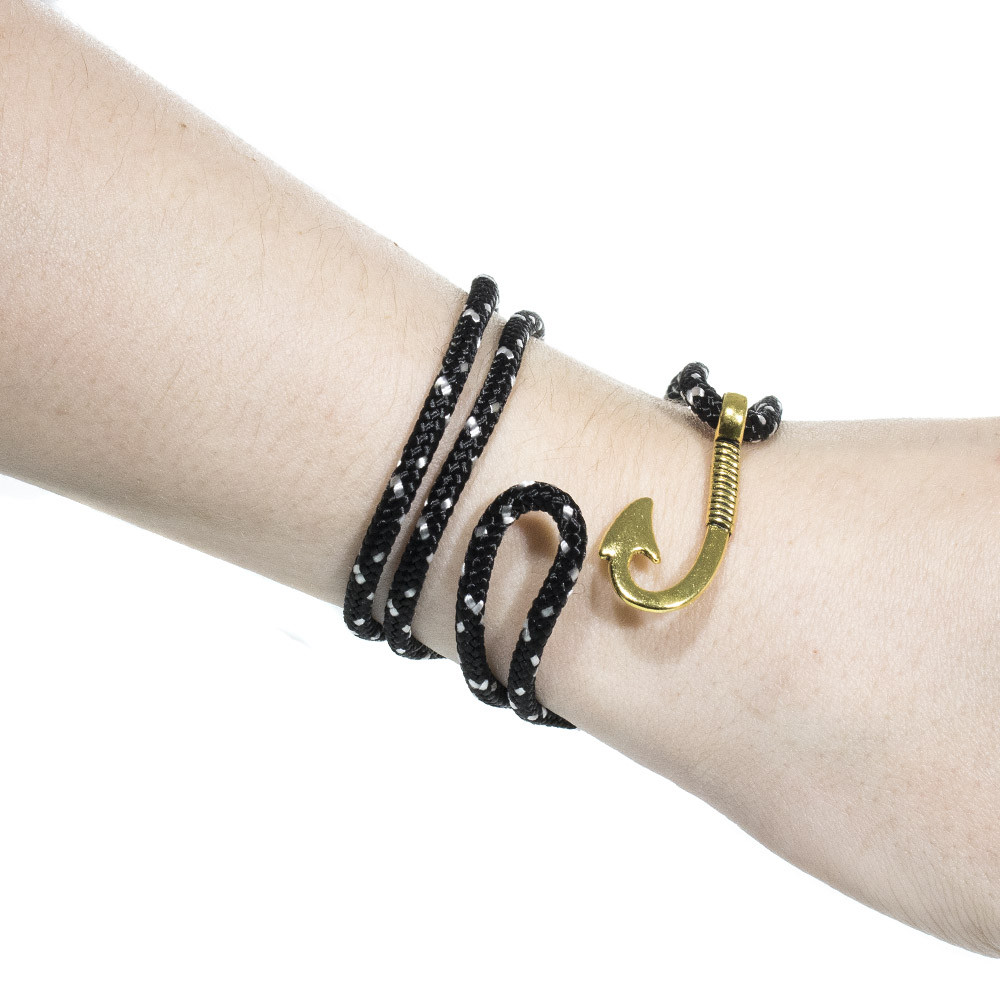 Nylon Adjustable Wrap Bracelet with Nautical Themed Clasp Anchor or Fish Hook gallery