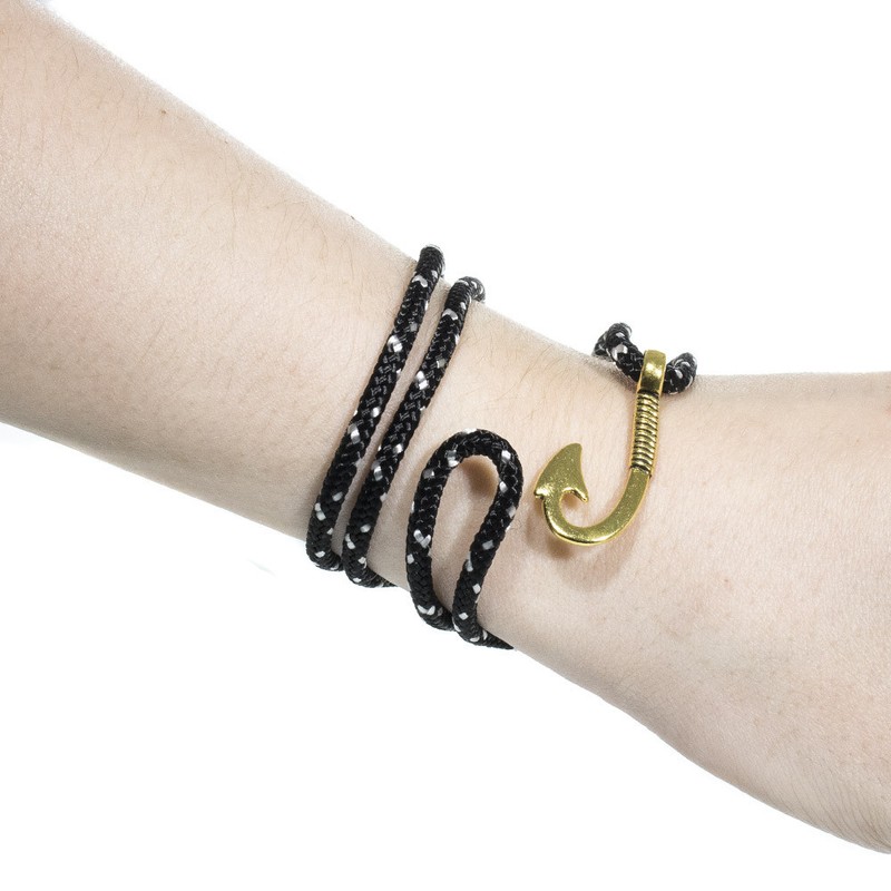 Nylon Adjustable Wrap Bracelet with Nautical Themed Clasp Anchor or Fish Hook gallery