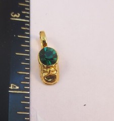 14KT GOLD EP MAY GREEN CRYSTAL BABY SHOE BIRTHSTONECHARM PENDANT