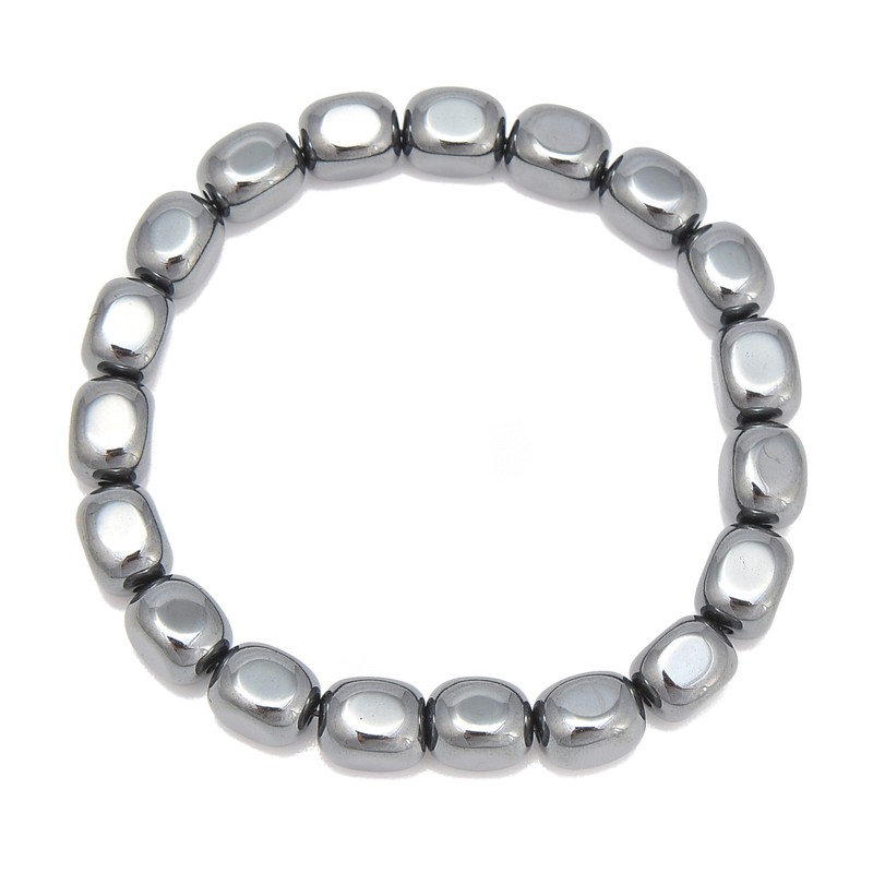 Gray Hematite Nugget Chunk Bracelet Beads Size 8x10mm 7.5'' Length gallery