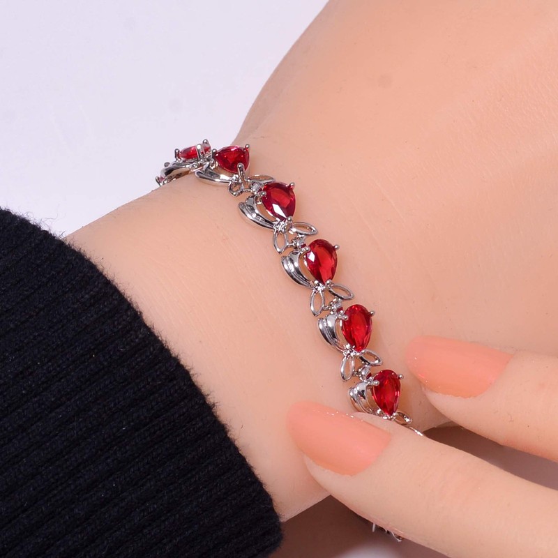 Pink Rubellite Tourmaline 925 Sterling Silver Tennis Bracelet 6.99" B973068636 gallery