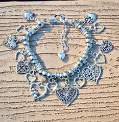 Heart Charm Bracelet Silver Christmas Gift for Her Birthday Anniversary Gift