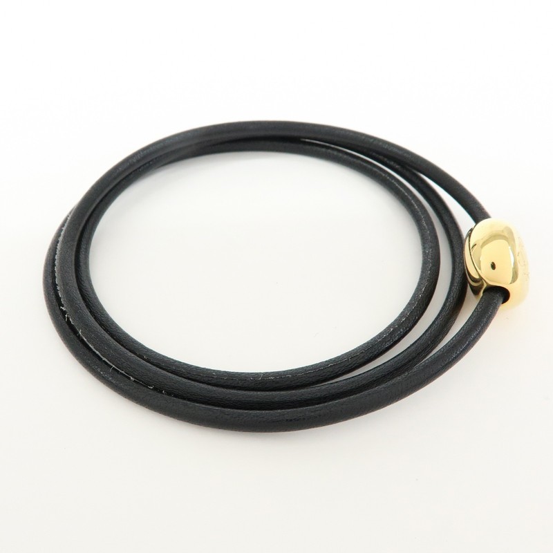 LOEWE Anagram Leather Pebble Bracelet Black Authentic Used F/S gallery