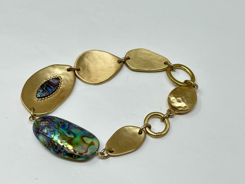 Beautiful Goldtone Multicolor Abalone Shell 7.75" Bracelet with Magnetic Clasp gallery
