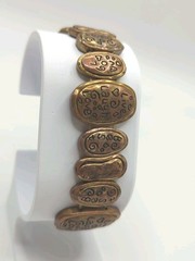 Live Laugh Love Copper Tone Stretch Bracelet Boho Rustic Inspirational Panel