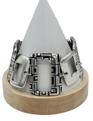 Brighton Nexus Geometric Link Bracelet Silvertone Rectangle Chain Adjustable