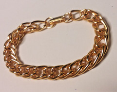 7.5″ Gold Tone Double Chain Link Bracelet W/Foldover Clasp 06-01-2025