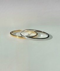 Pack of 2 -(1 Silver + 1 gold) Stainless Steel Plain Tarnish-Free Bangle Size 7
