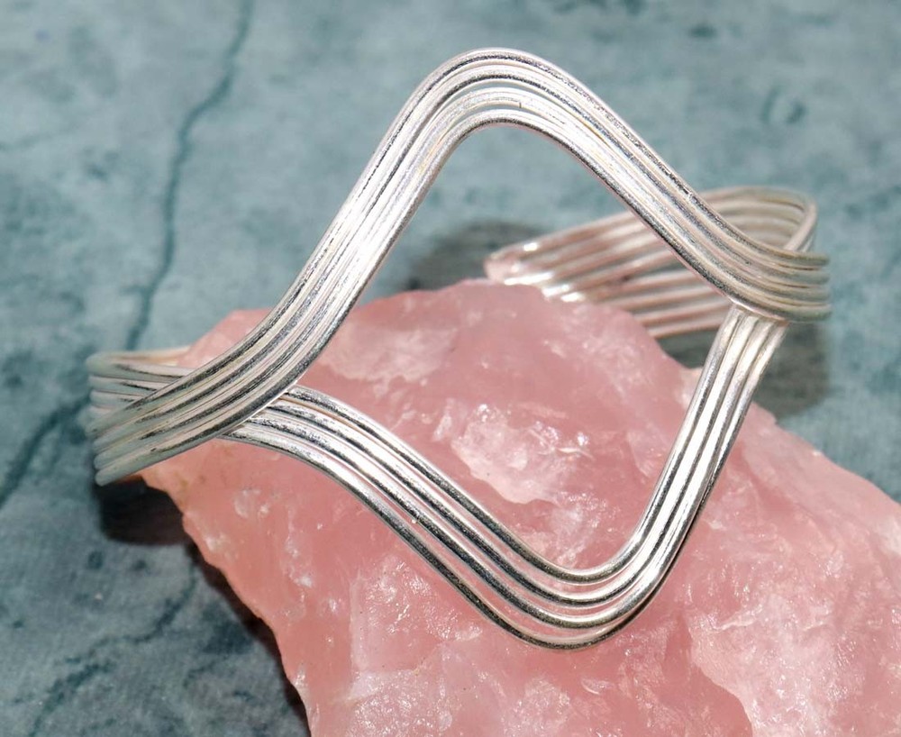 Wire-Wrapped Art Deco Knot Wave Ethnic Bangle FreeSize Wedding Gift Trendy GW