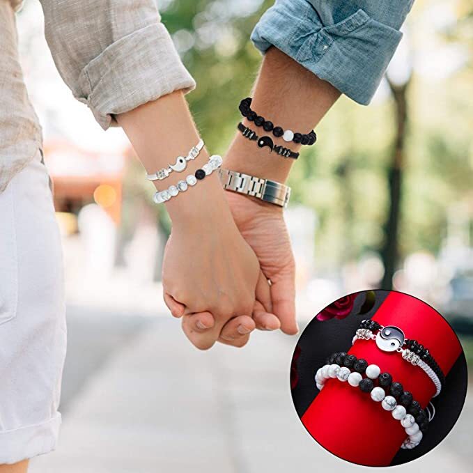 4pcs Matching Yin Yang Bracelets for BFF, Couples – Adjustable Cord Set gallery