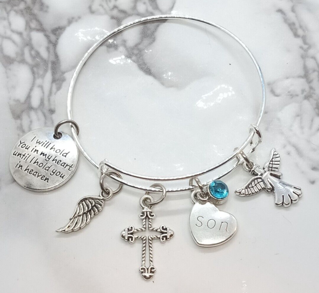 "I will hold you in my heart..." Memorial Bracelet for loss of son gallery