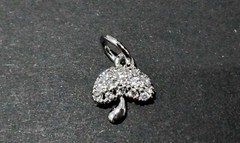 Brass Micro Pave Cubic Zirconia Charm, Jump Ring, Mushroom, 9×7.5x2mm, 1 pce