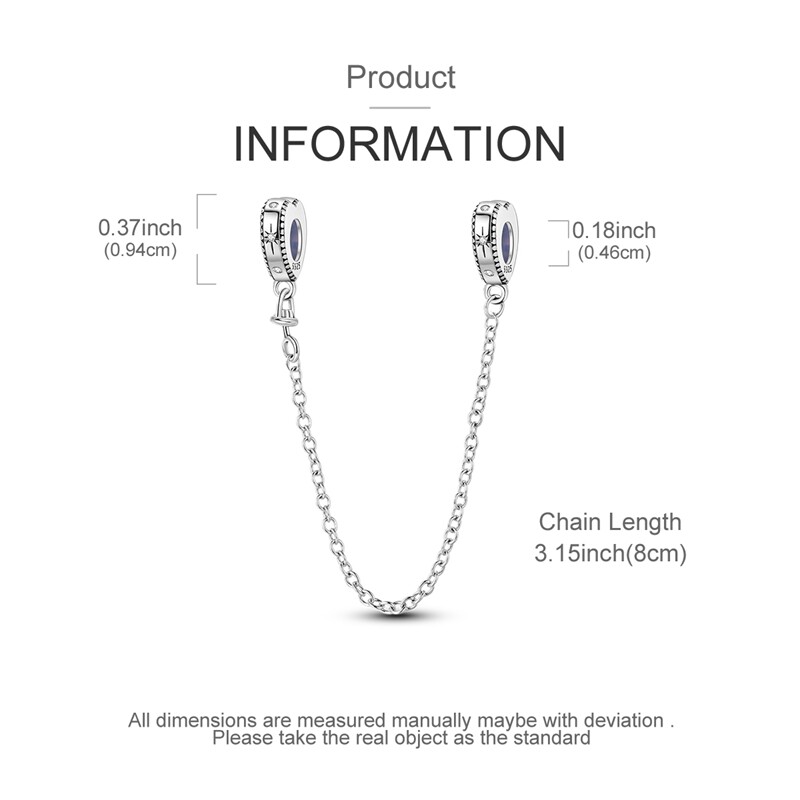MULA S925 Sterling Silver Safety Chain CZ Dewdrop Love Charm For Women Bracelet gallery