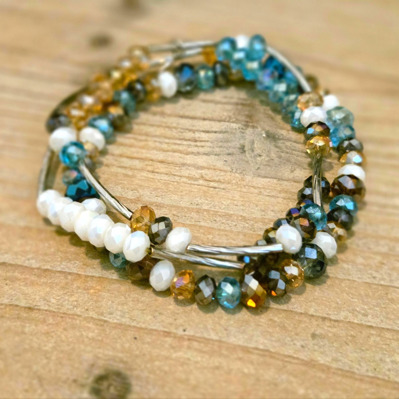 Cookie Lee Glass & Resin Beaded Stretch Bracelet Set of 3 gallery