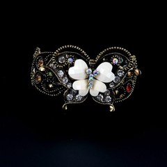 Luxury Women Wide Bangle Butterfly Rhinestone Antique Finish Bracelet
