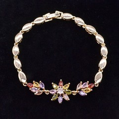 18K Yellow Gold Filled Women Trendy Multicolor Mystic Topaz Flower Bracelet