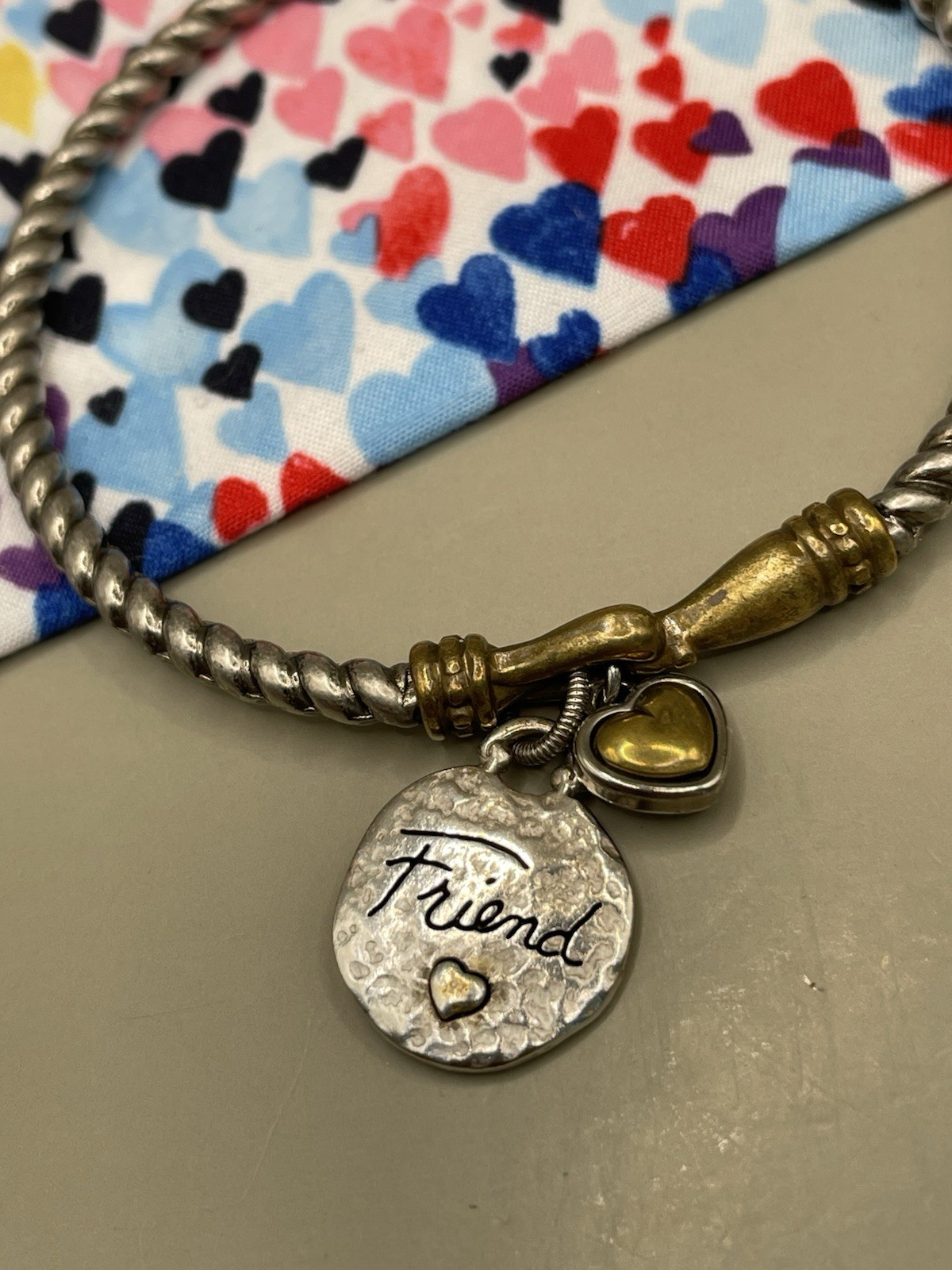 Brighton Silver Plated Two Tone “Mother Friend” Charm Bangle Bracelet W/pouch gallery
