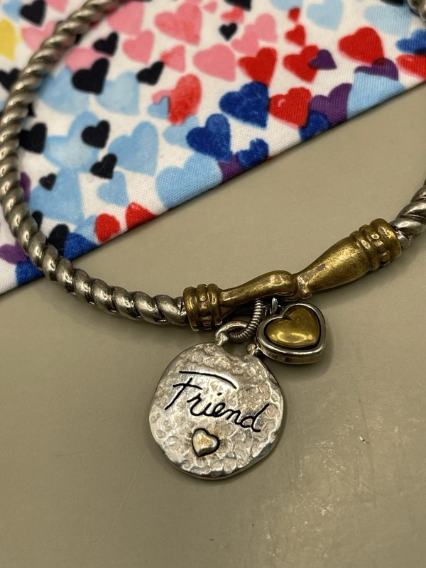 Brighton Silver Plated Two Tone “Mother Friend” Charm Bangle Bracelet W/pouch gallery