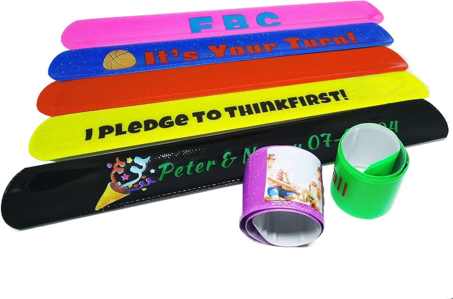 50Pcs Custom Slap Bracelets Personalized Snap Bands Wristbands for Party Favors gallery