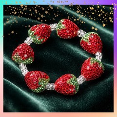 Red Rhinestone Heart Stretch Bracelet – Sparkly Bling Beaded Jewelry
